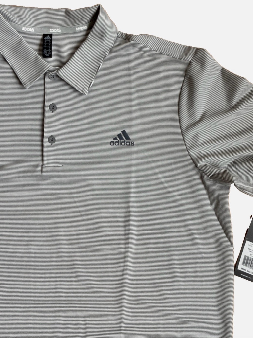 adidas Men’s Light Gray Ottoman Stripe Golf Polo